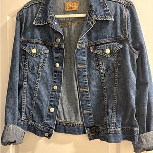 Vintage H&M RYD Blue Jean button down Jacket with chest pockets . Size JR Large